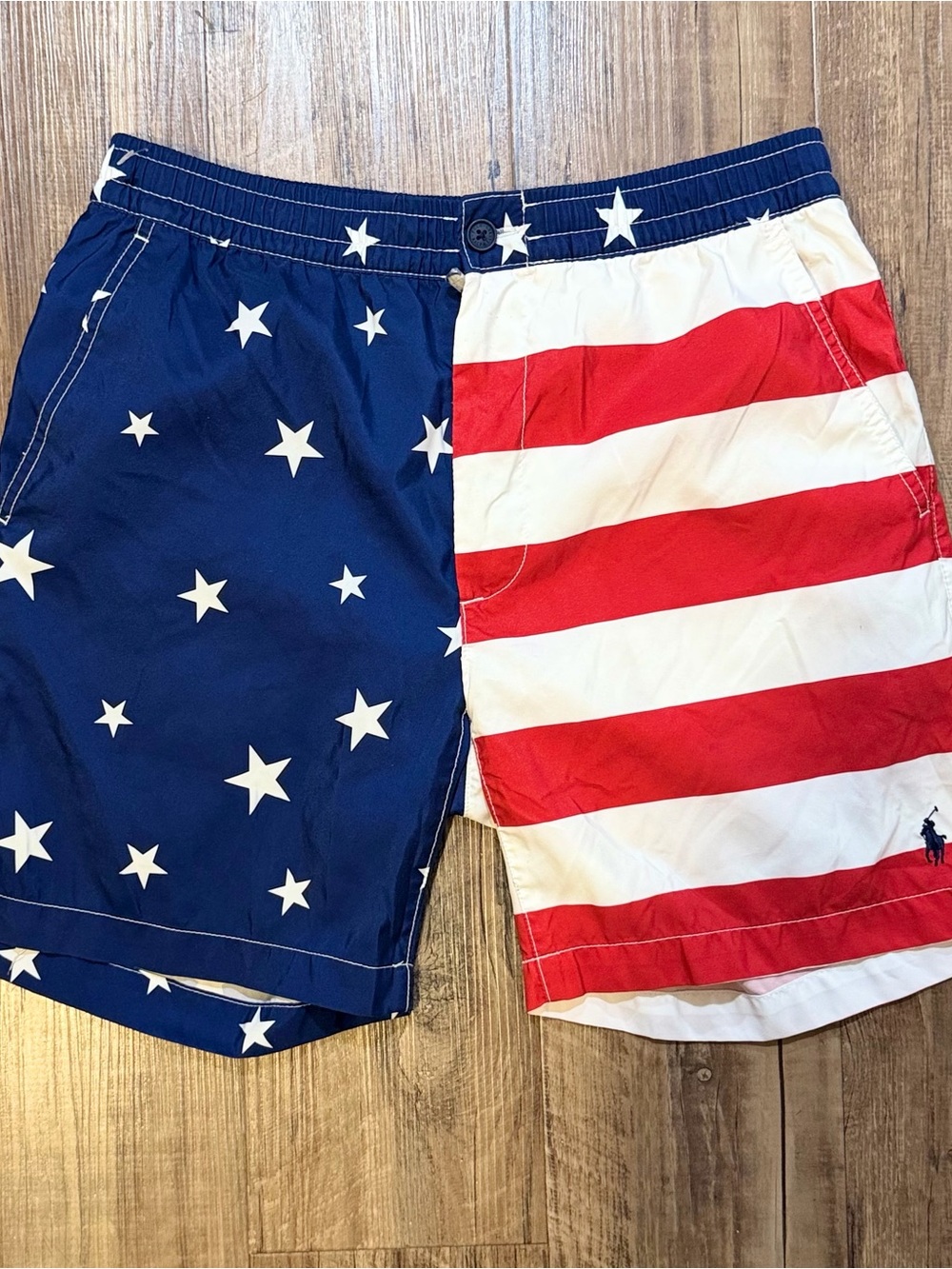 Ralph Lauren Men’s Stars & Stripes Board Shorts - Blue, Red & White